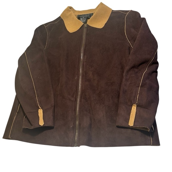 FU DA New York Womens Faux Suede Full Zip Front Light Jacket Sz Lrg - Picture 6 of 12